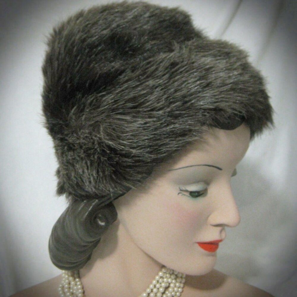 Vintage Brown Faux Fur Hat
